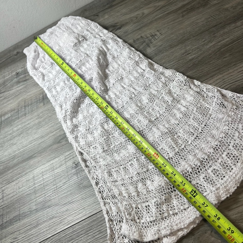 Blanco Crochet Maxi Skirt Womens OS White Cotton Knit Built-in Shorts Boho Peru - Picture 7 of 10